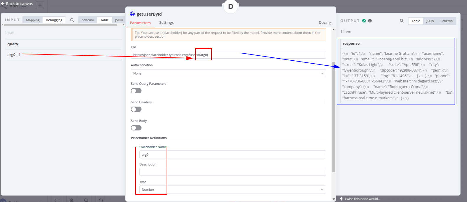 a HTTP Request Tool that receives a number and outputs a JSON object