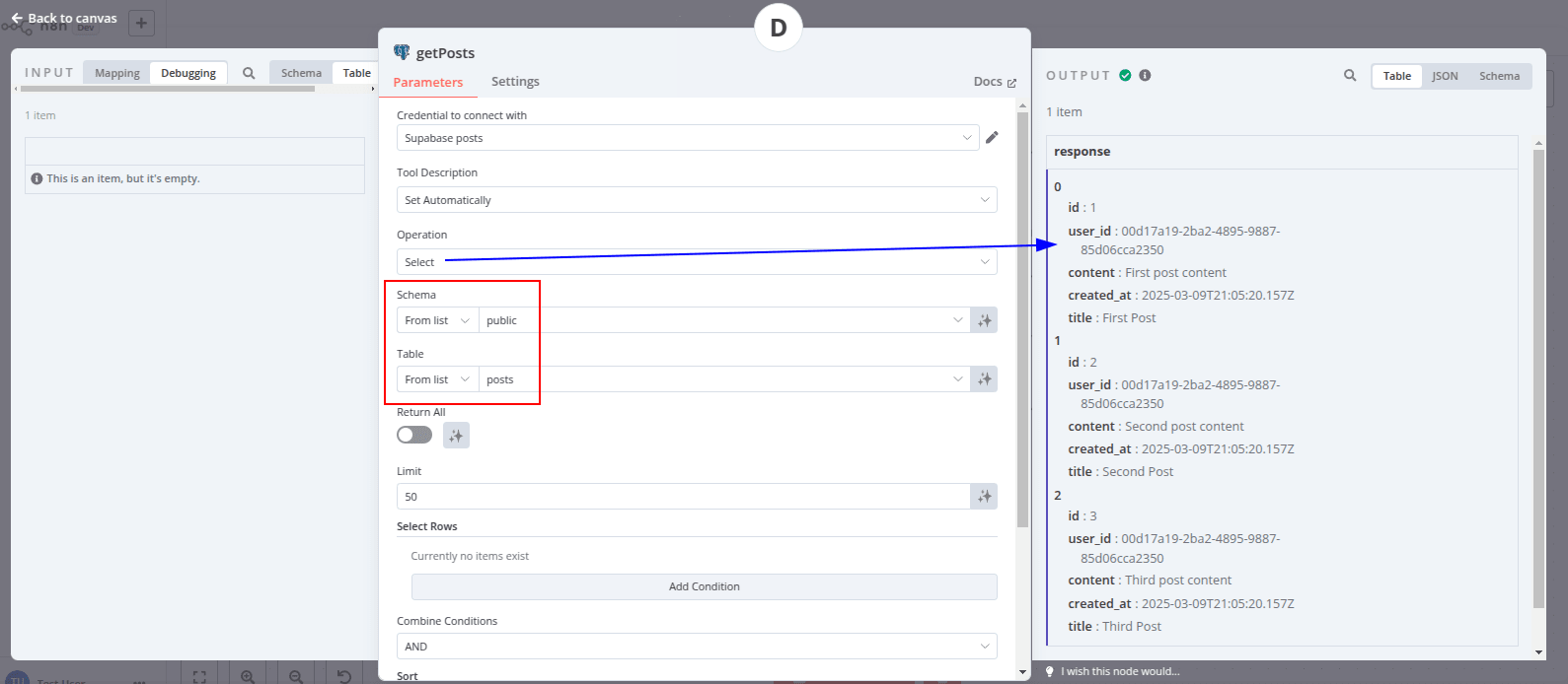 a Postgres Tool that outputs a list of records