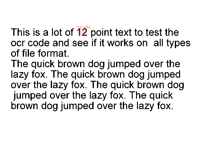 a screenshot of text where only a number 12 has been detected. All other characters, which are letters, are ignored