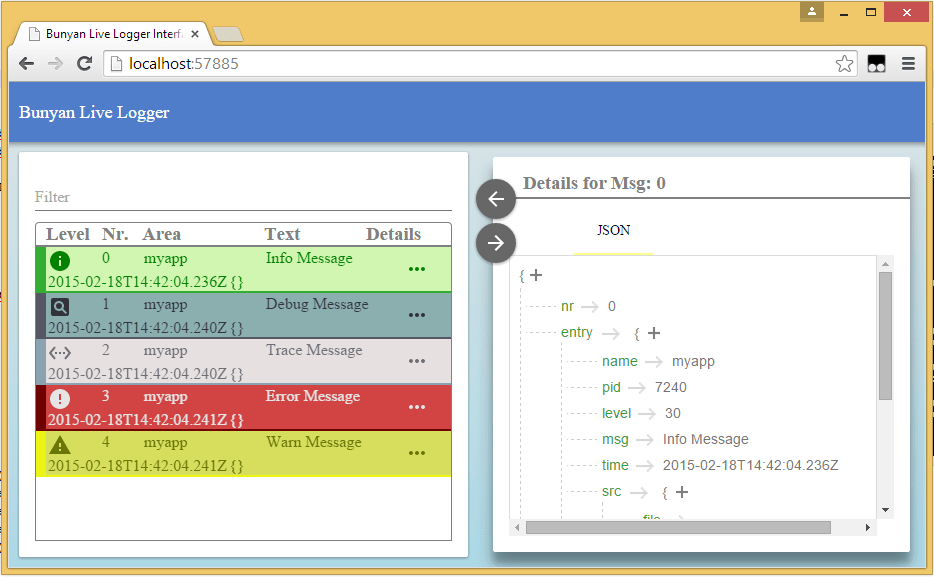 Bunyan Live Logger example
