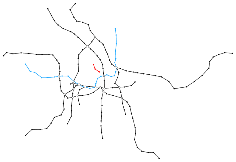 Berlin subway transit map with some color information