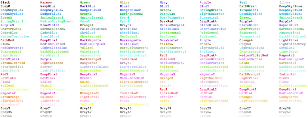 Tinter supports ANSI Named Colors