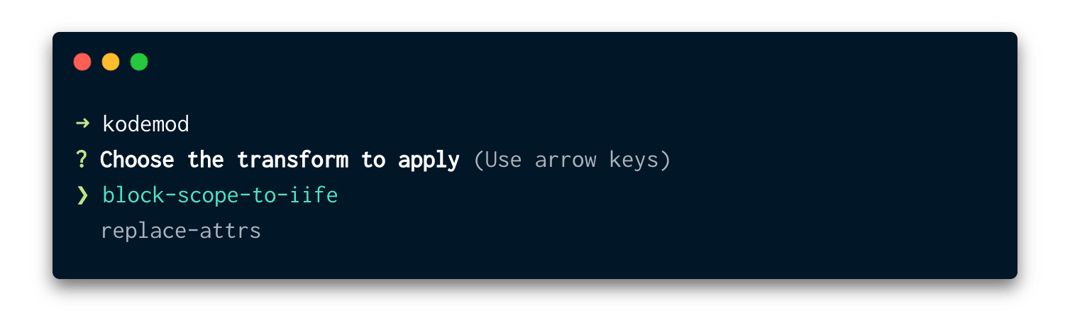 kodemod CLI screenshot