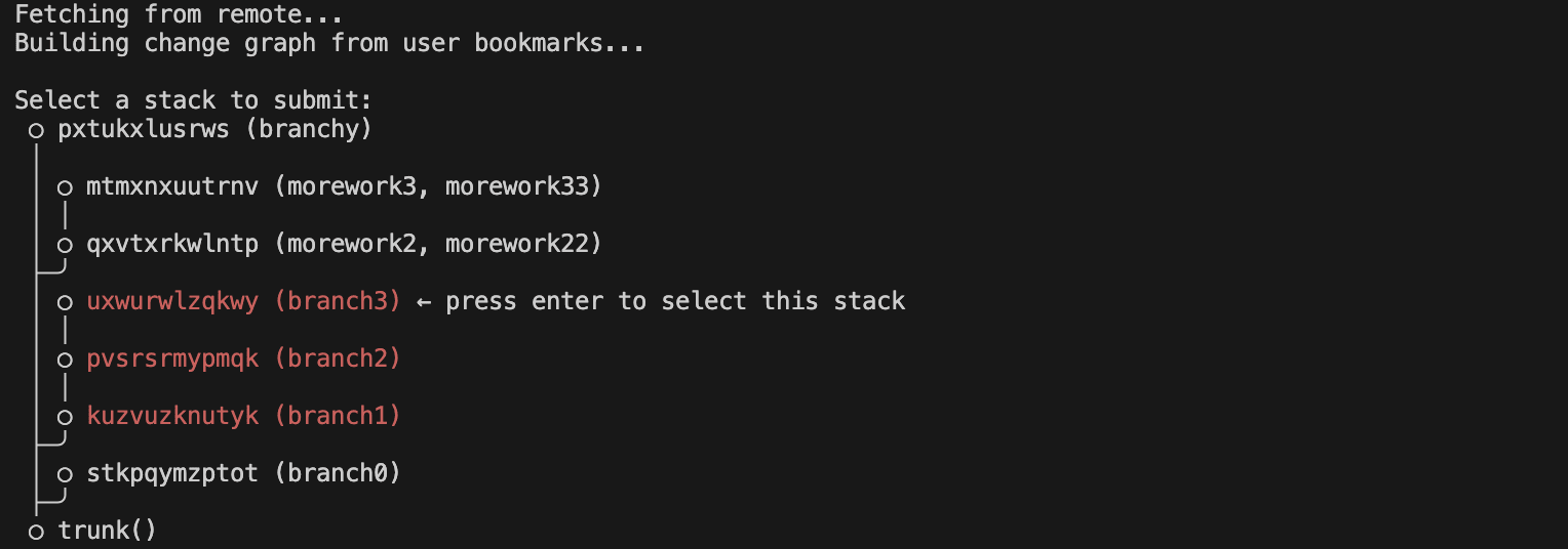 screenshot of branch selection prompt