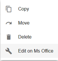 Detail of the action menu