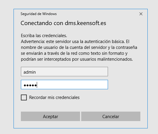 Detail of the action menu