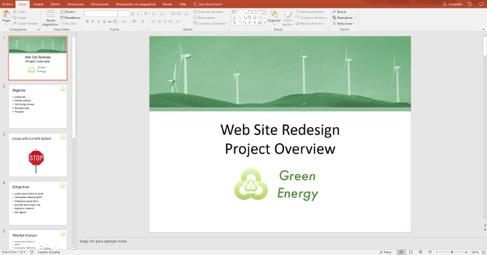 Detail of the action menu