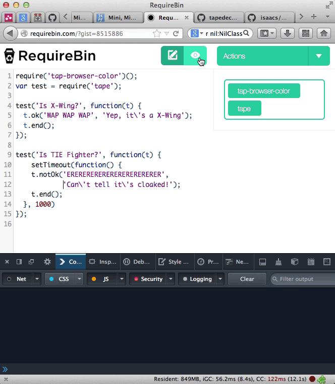 Animation of requirebin example