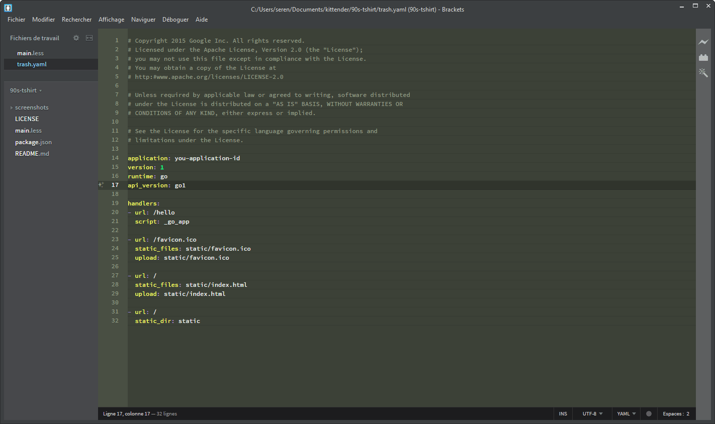 YAML Screenshot