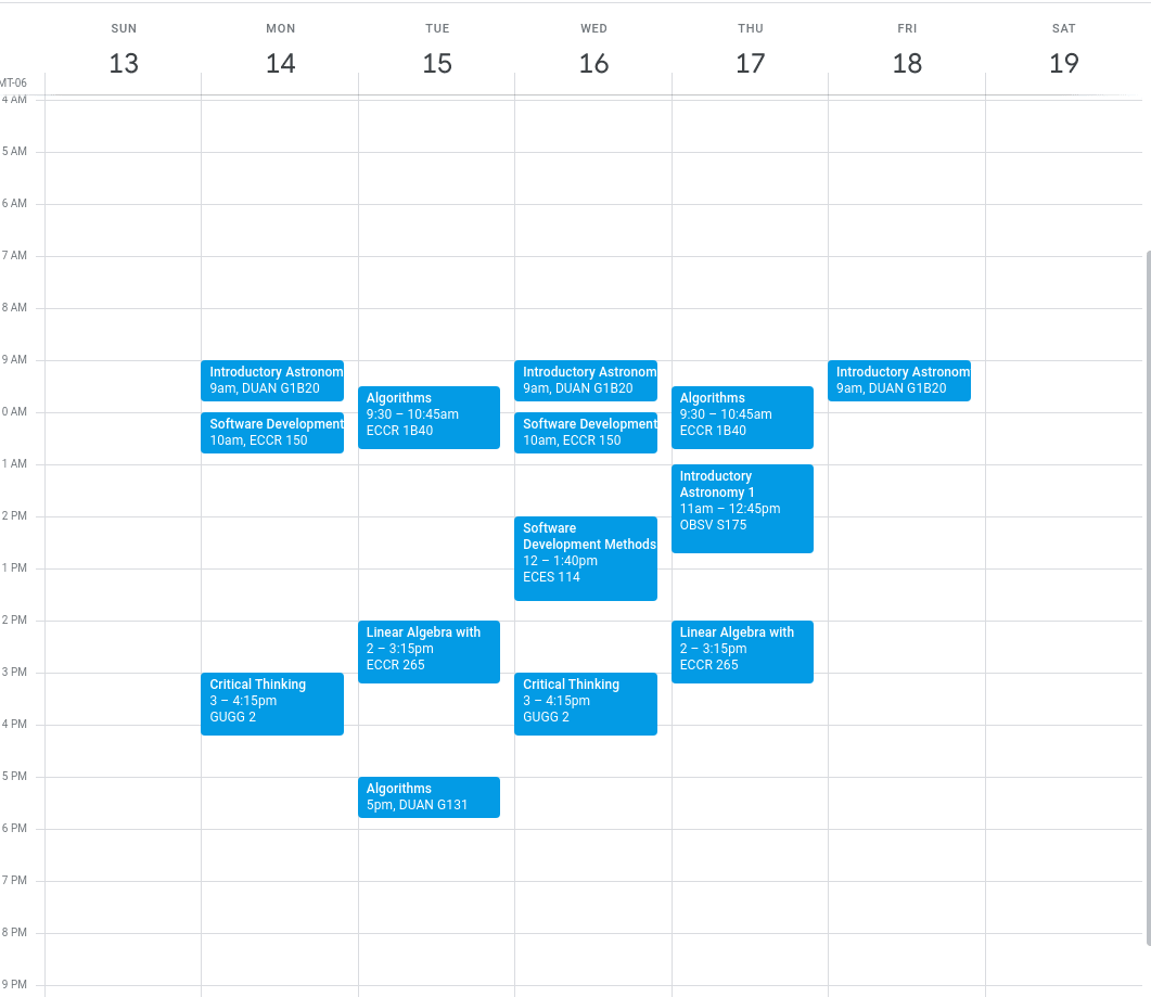 A synced calendar