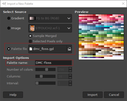 Import Palette Dialog