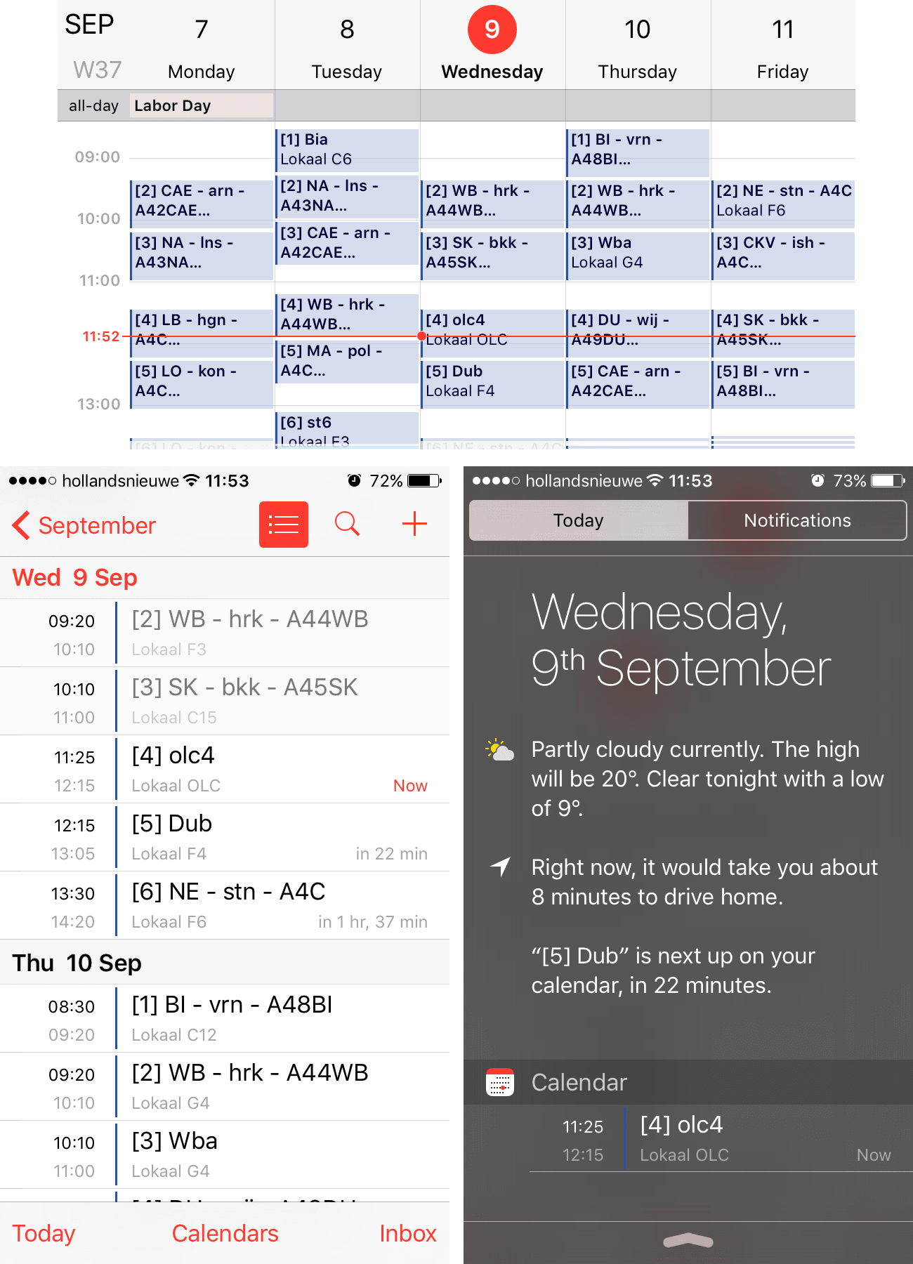 iOS 9 native Calendar app examples
