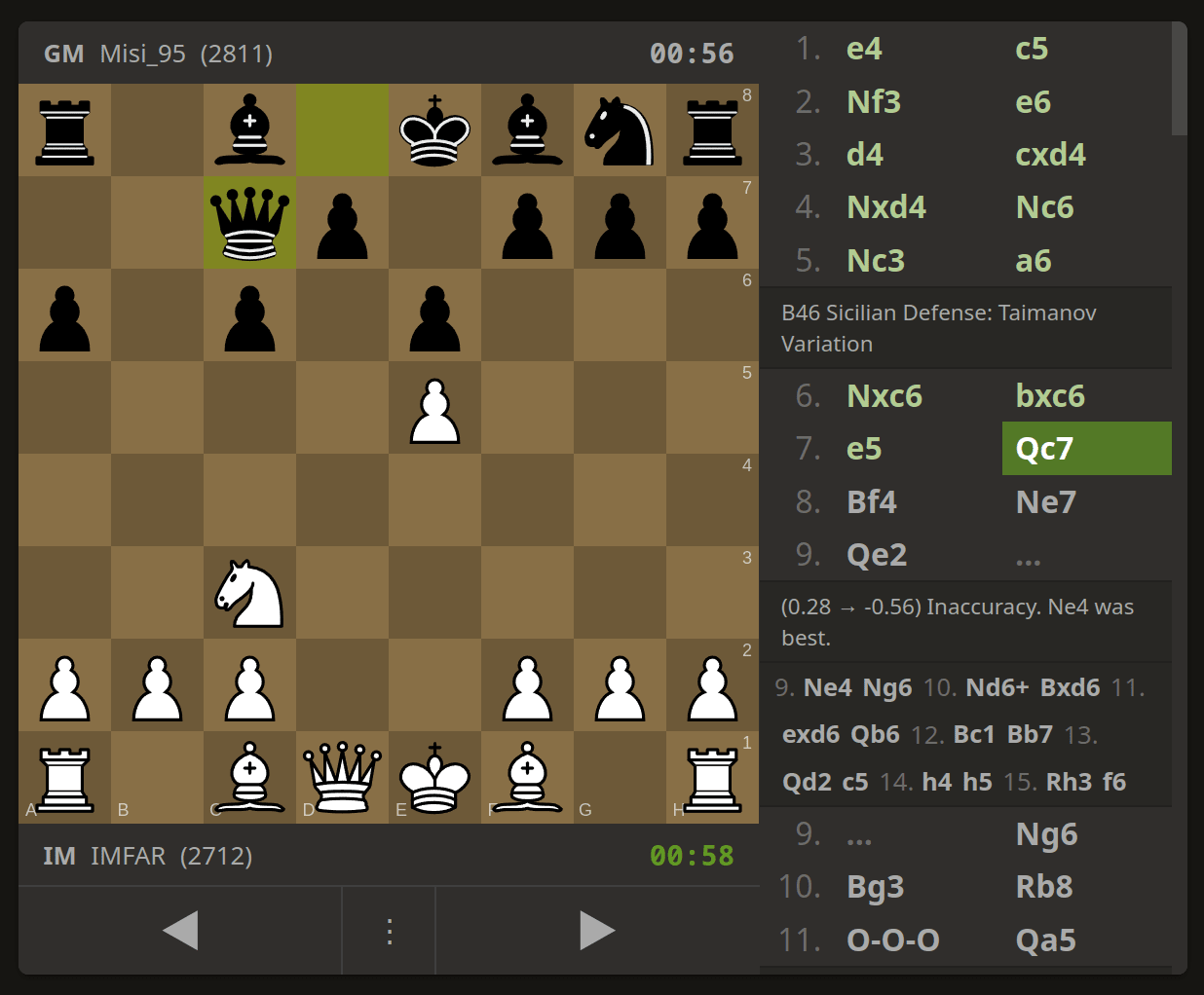 board with move variation tree