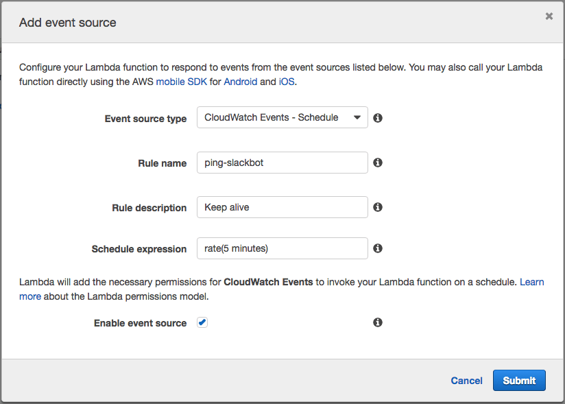 CloudWatch configuration