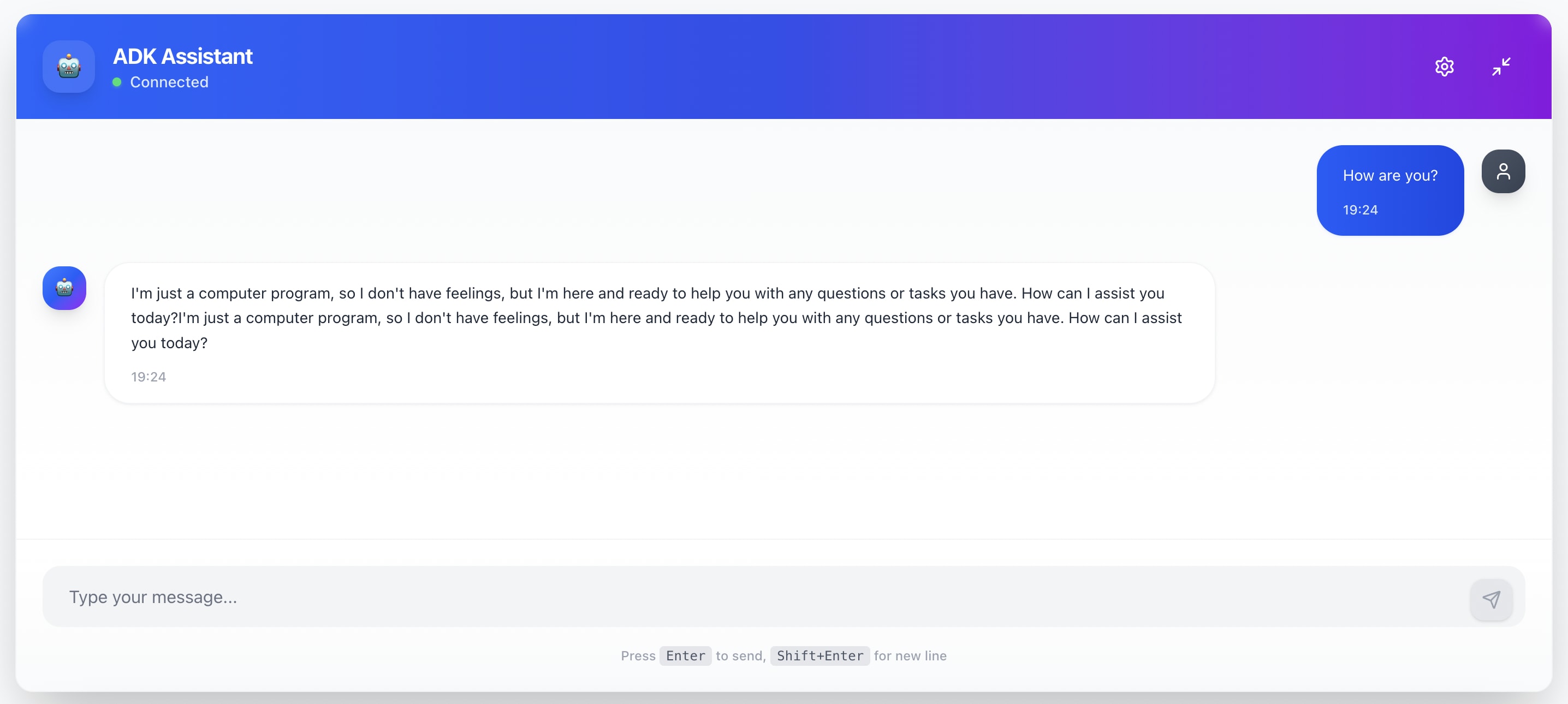 ADK Client Web Component — Fullscreen
