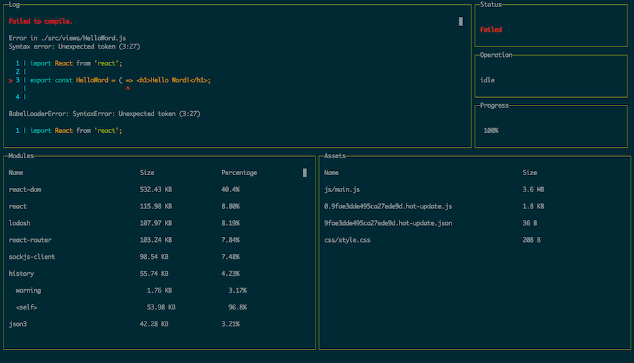 Webpack Dashboard for Lyef Redux Boilerplate