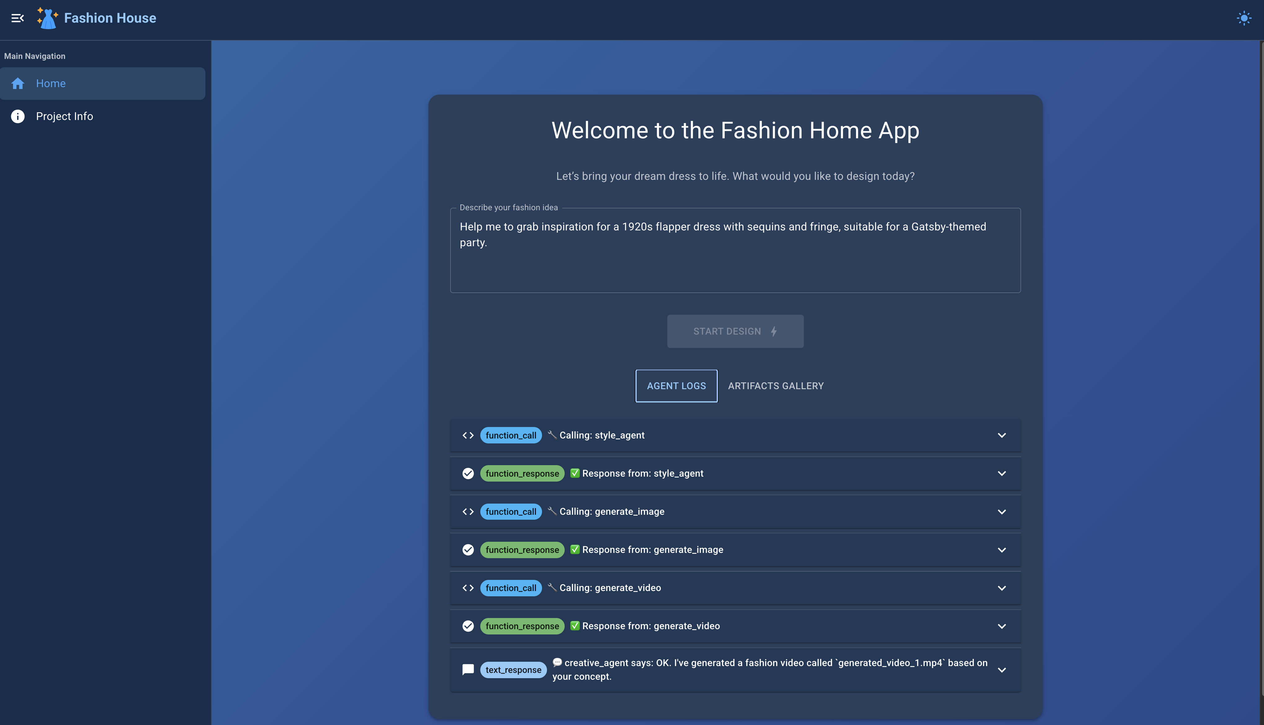 Fashion House interface