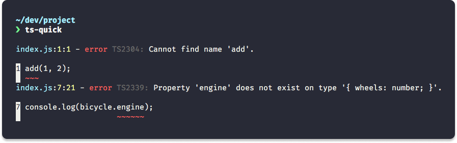 ts-quick reporting two errors