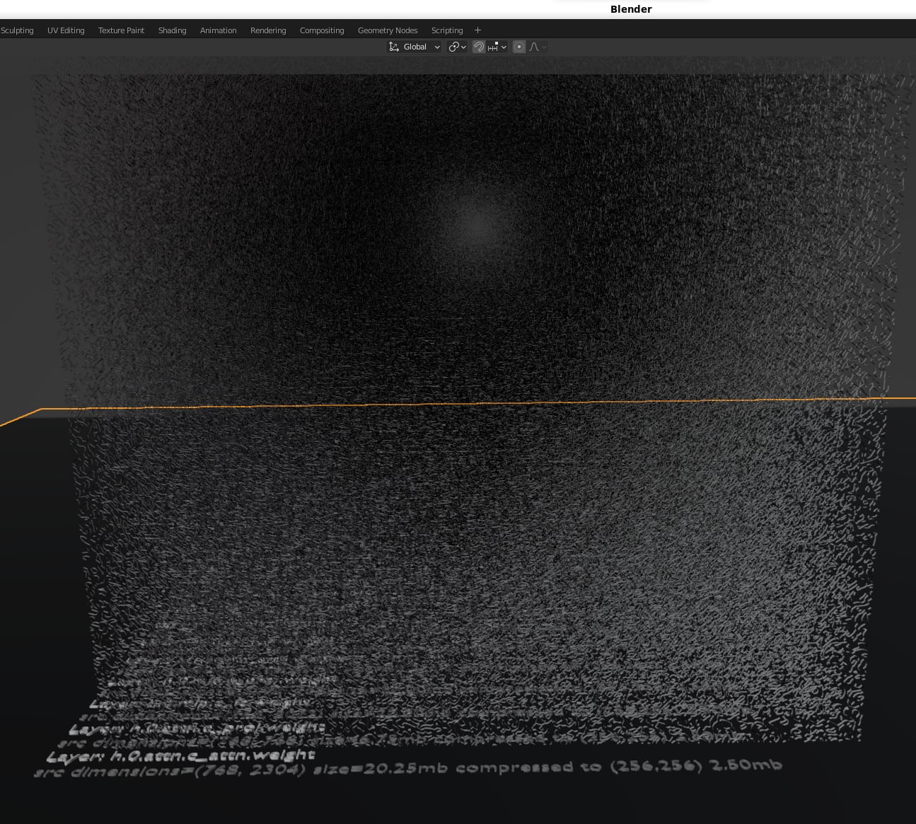 Viewing an Extracted Marching Cubes 3D Mesh from a Large Generative AI Model's Weights using Blender