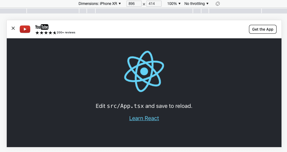 Showing the preview of the react-mobile-animated-banner using horizontal iPhone XR