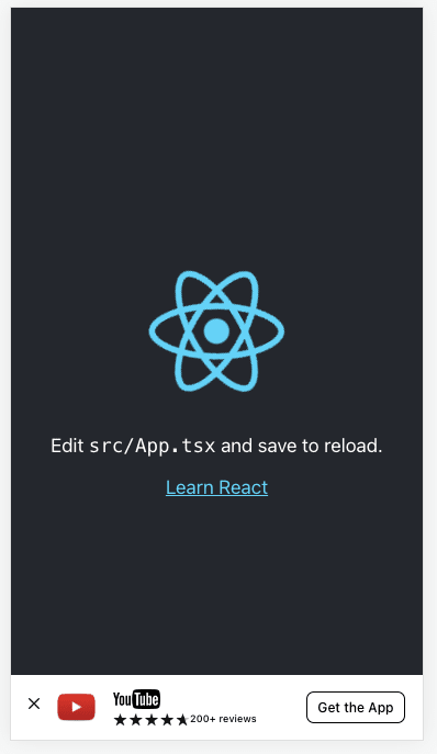 Showing the preview of the react-mobile-animated-banner on the bottom side using iPhone XR