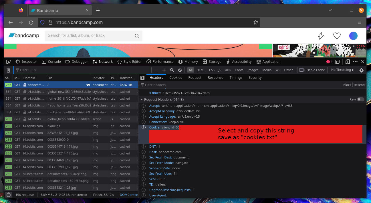 Getting your session cookues