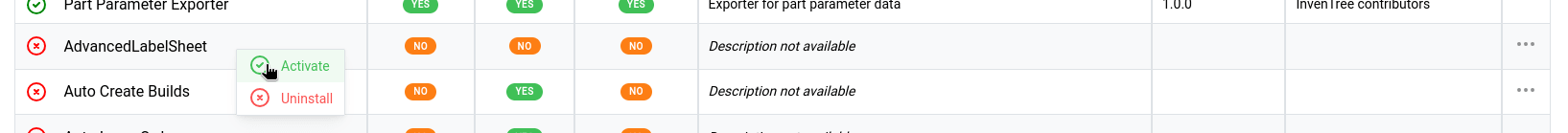 Plugin list with mouse cursor over "Enable Plugin" button