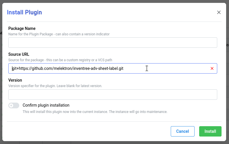 Install plugin from VCS