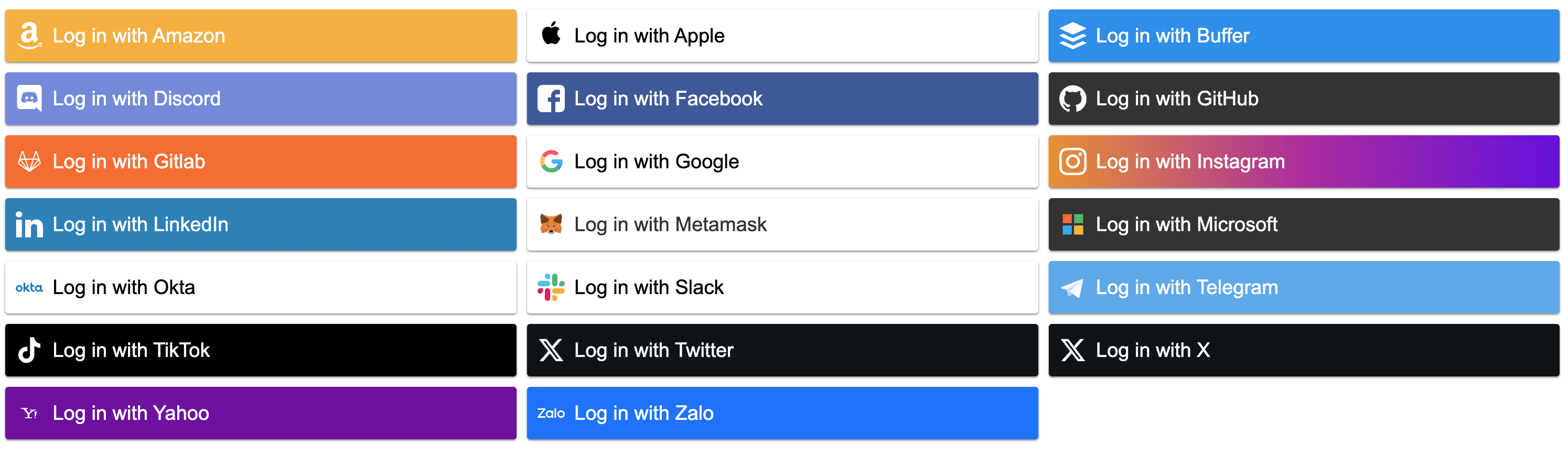 Social login buttons