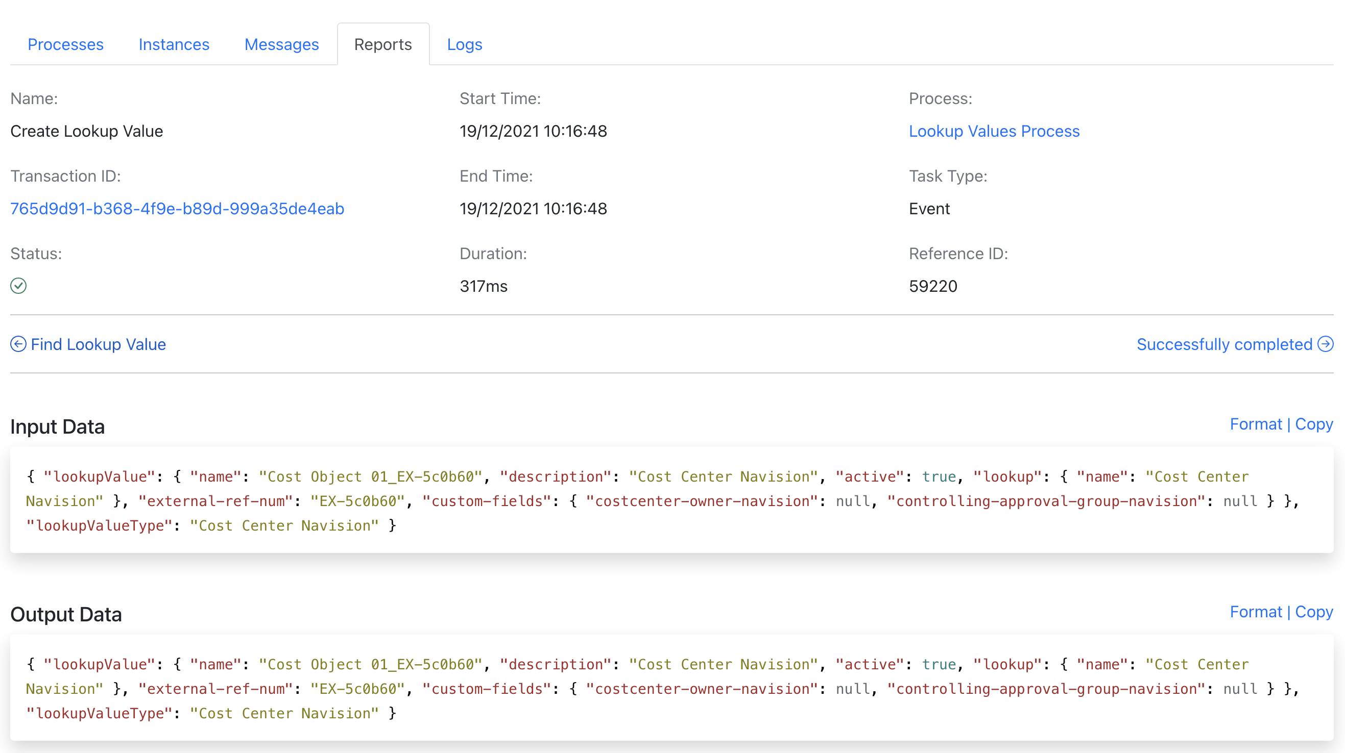 Event Reporting Porcess Report View