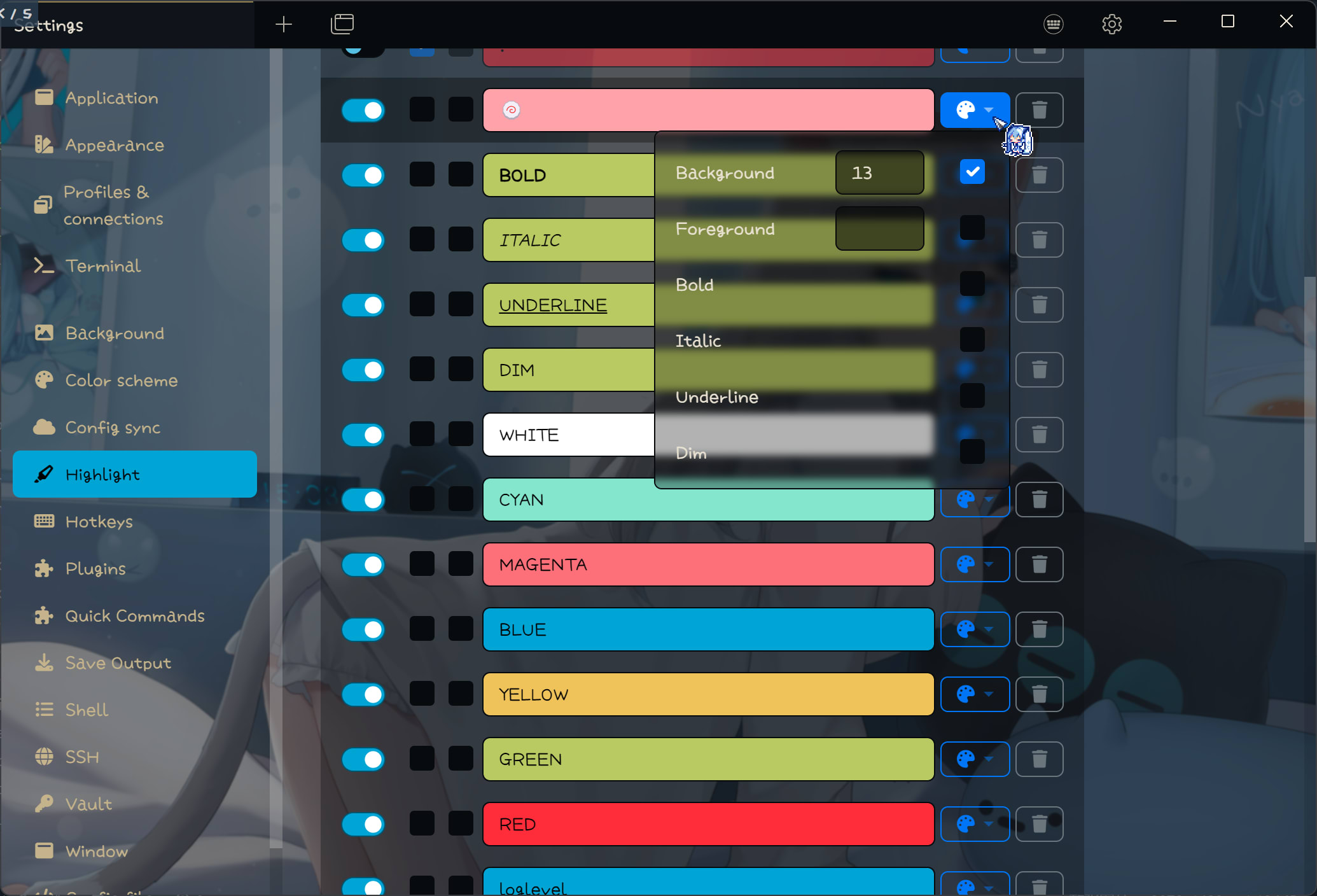 Keyword Style Setting