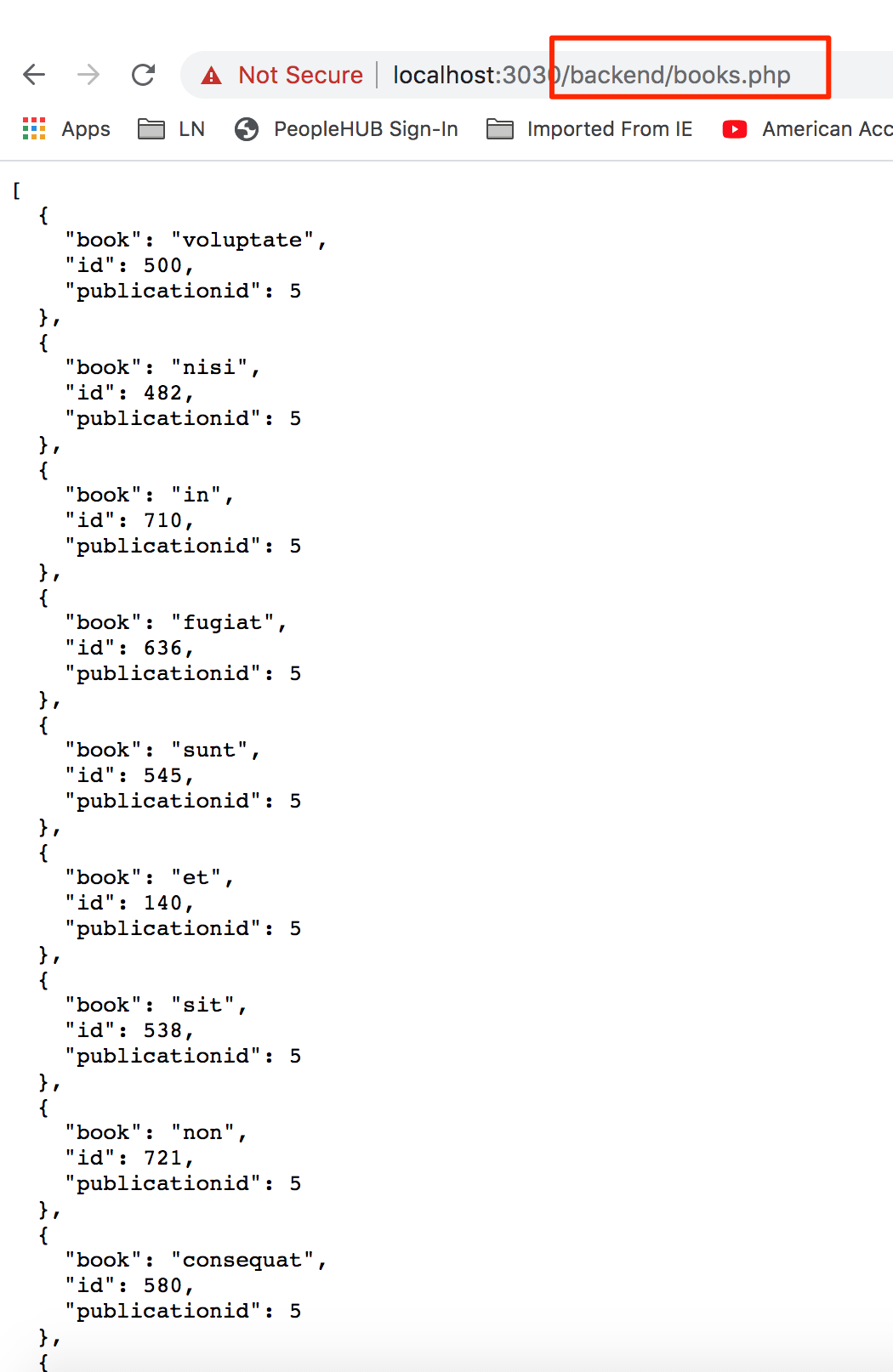 data from configured feature set 2