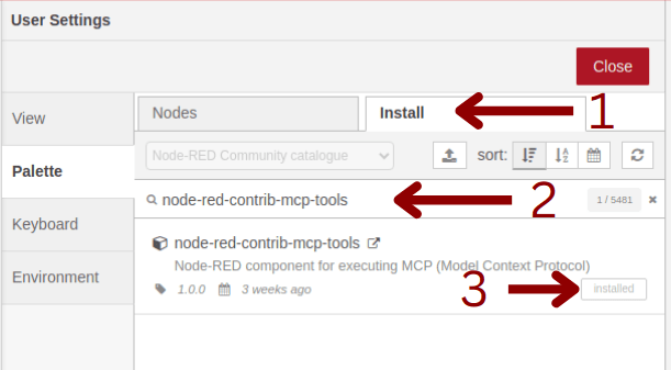 Node-RED mcp-tools installation