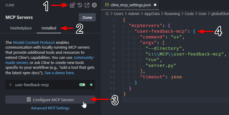 Screenshot showing installation steps