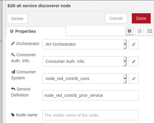 Arrowhead Service Dicoverer node configuration.