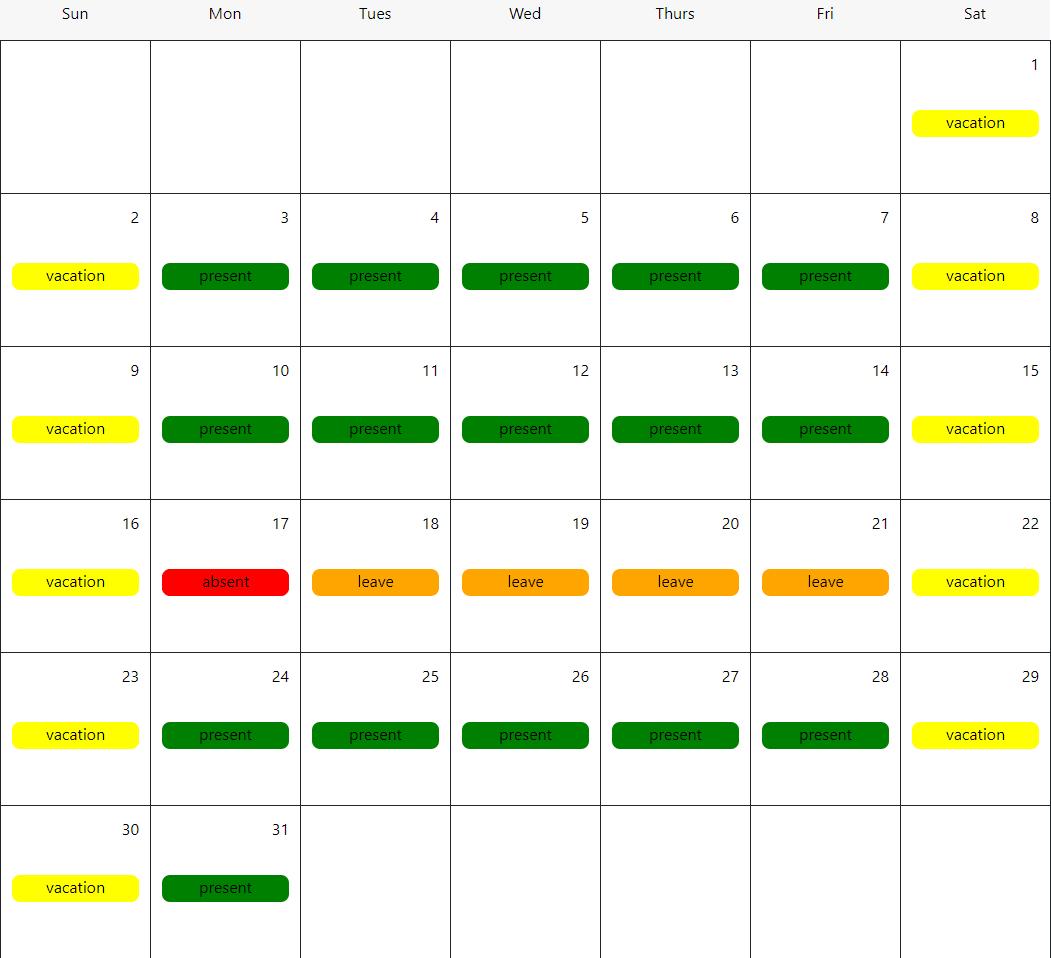 Image of Calendar with Data