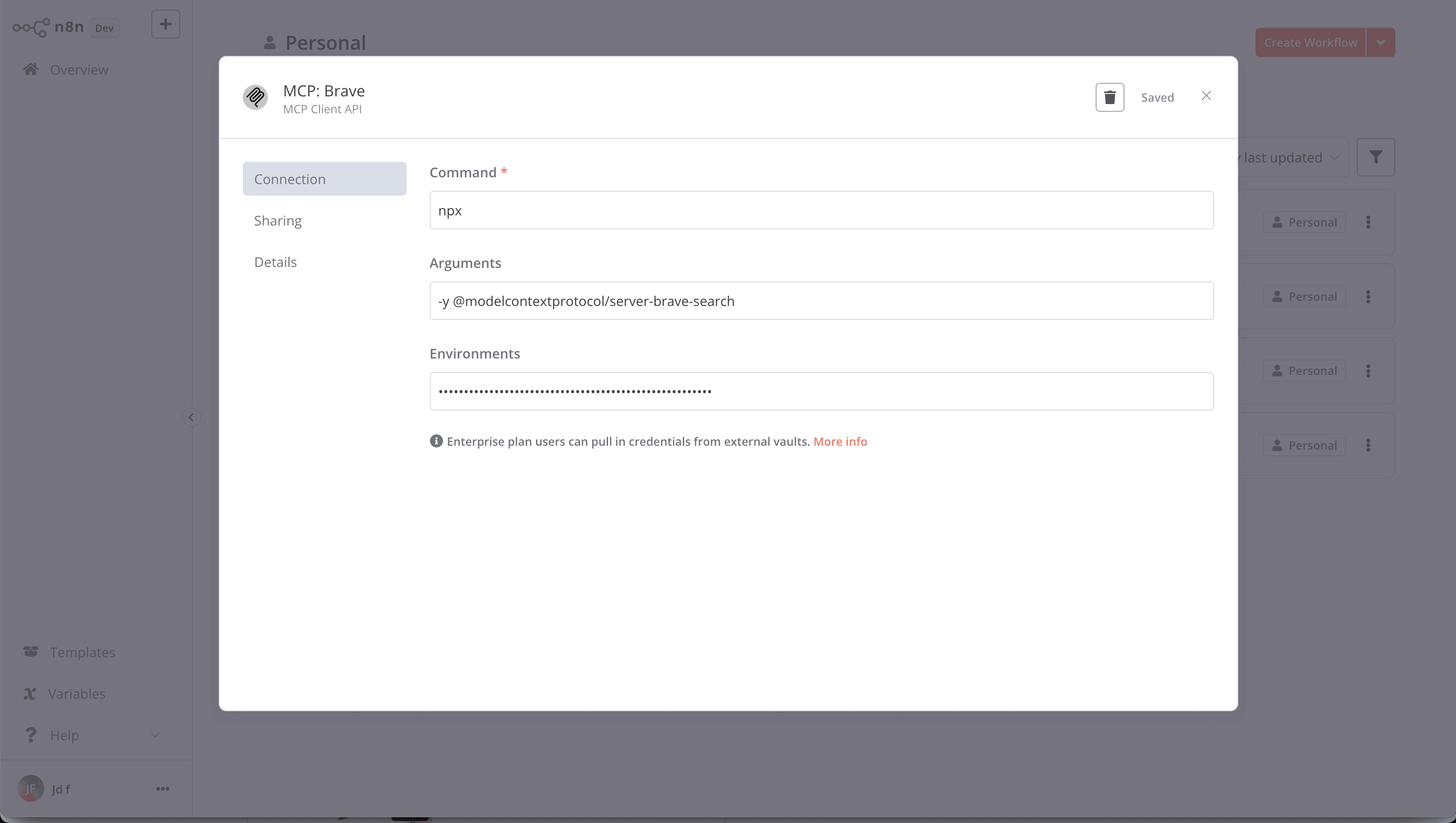 Environment Variables in Credentials