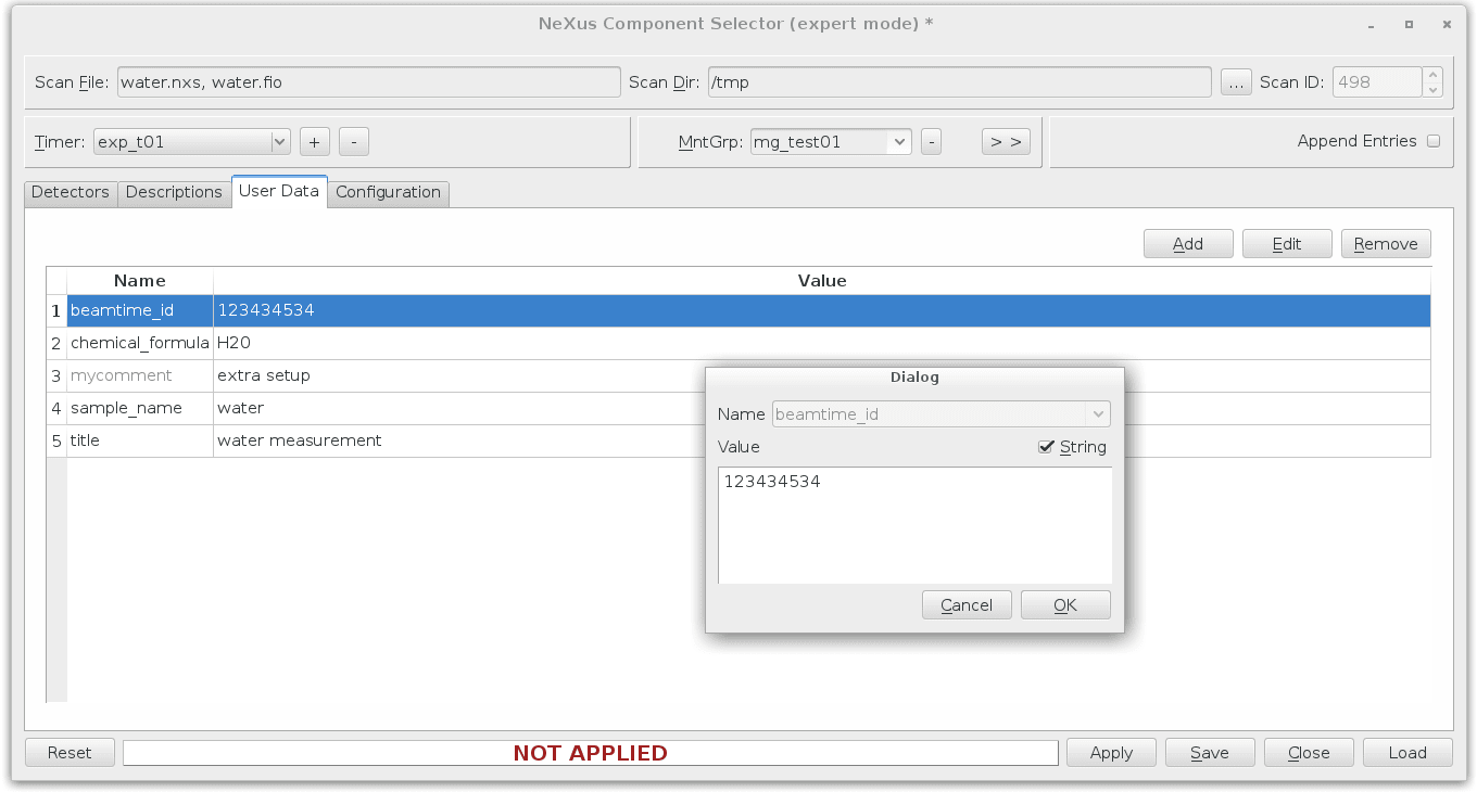 Figure 1.3: Component Selector: NeXus User
Data