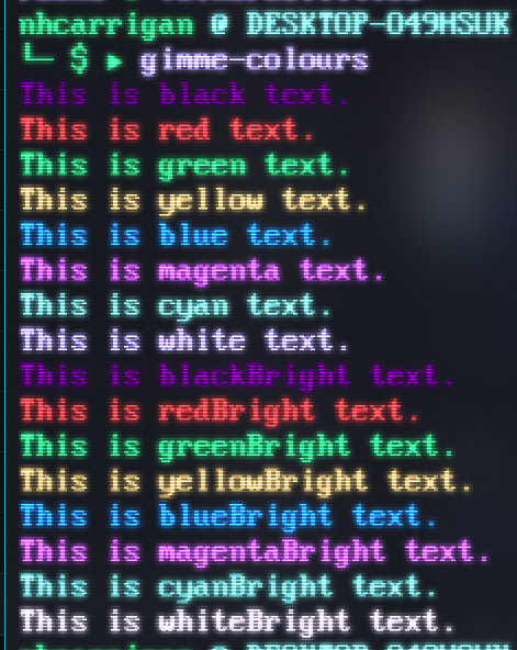 Image depicting the output of the gimme-colours tool