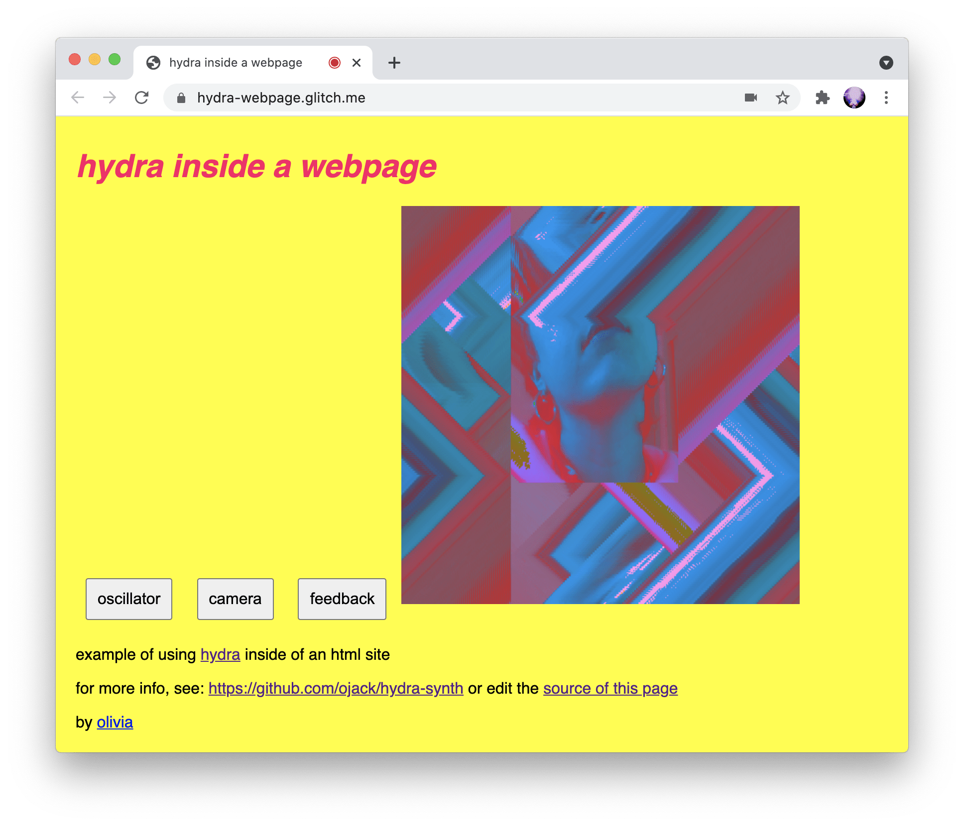 image of hydra in webpage