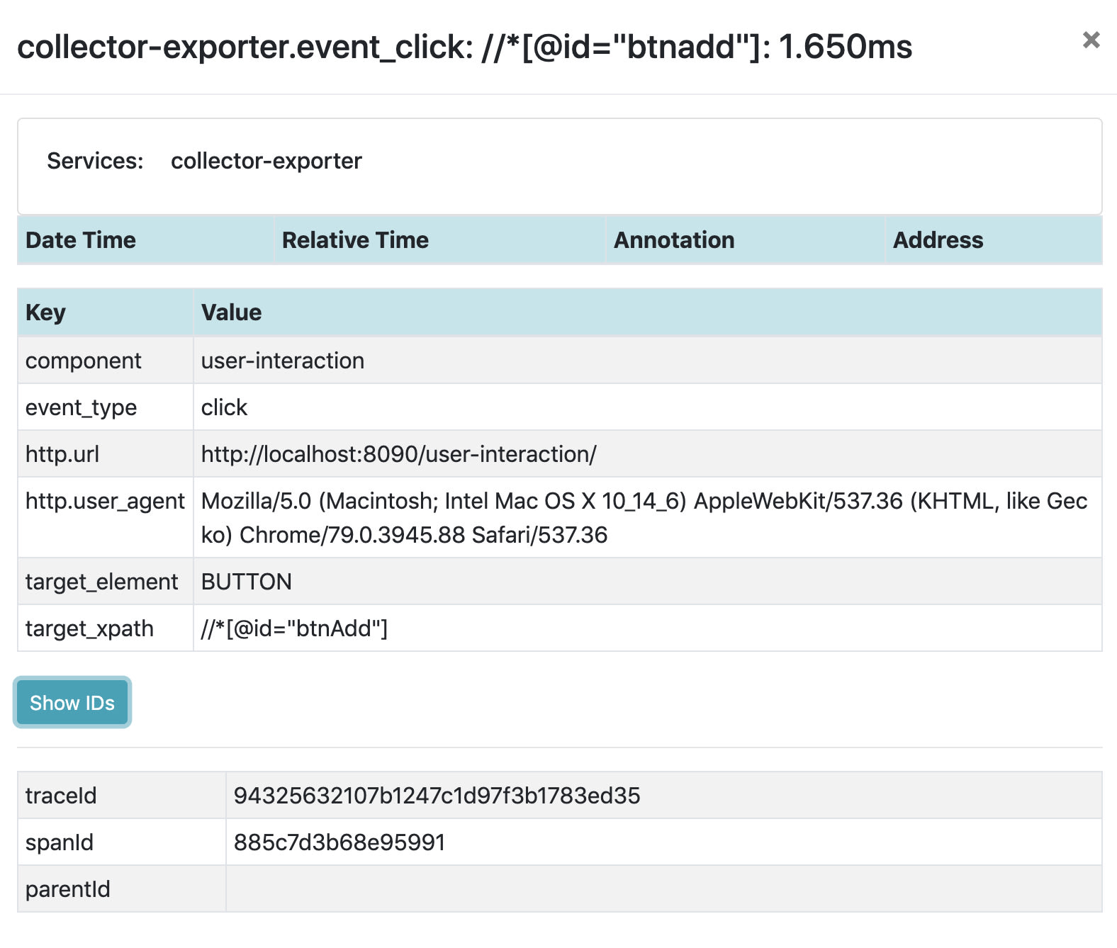 Screenshot of the running example