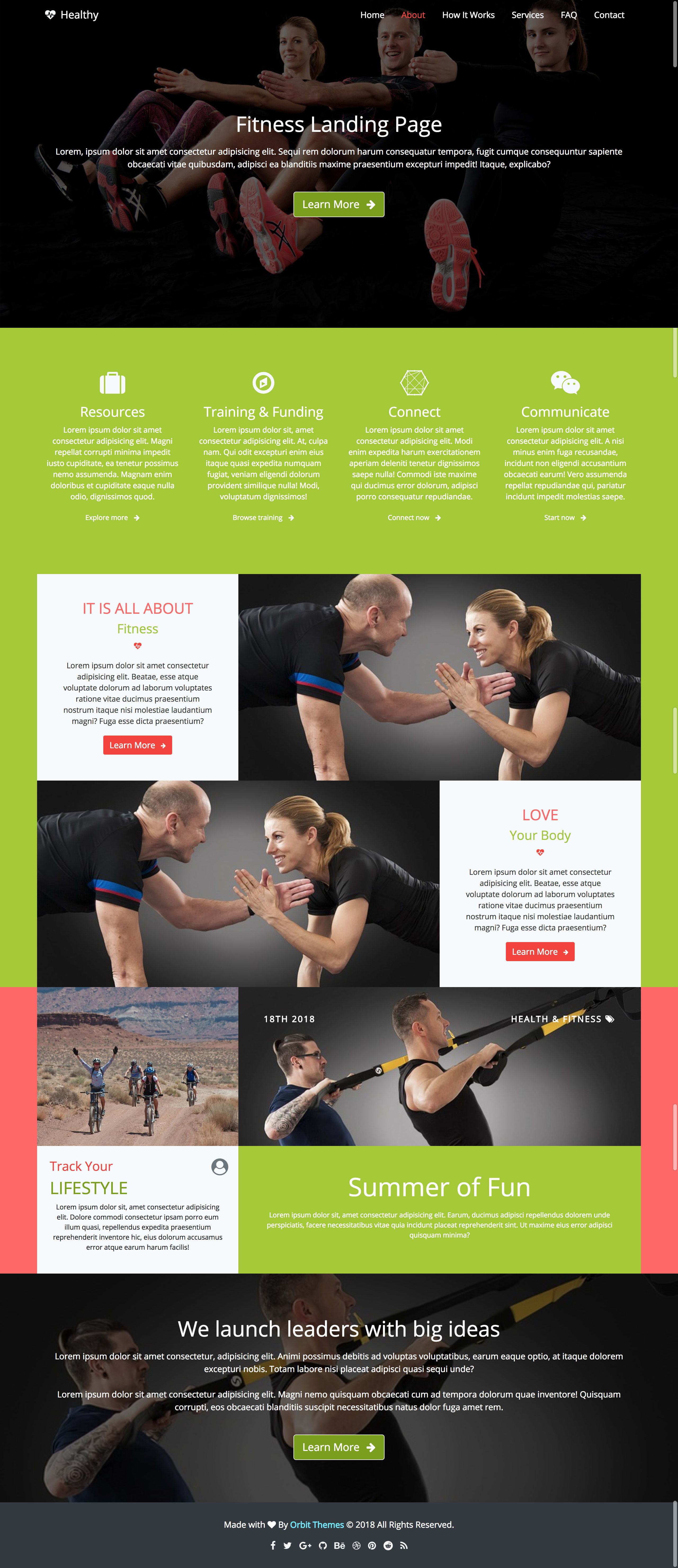 Healthy Fitness Landing Page Preview