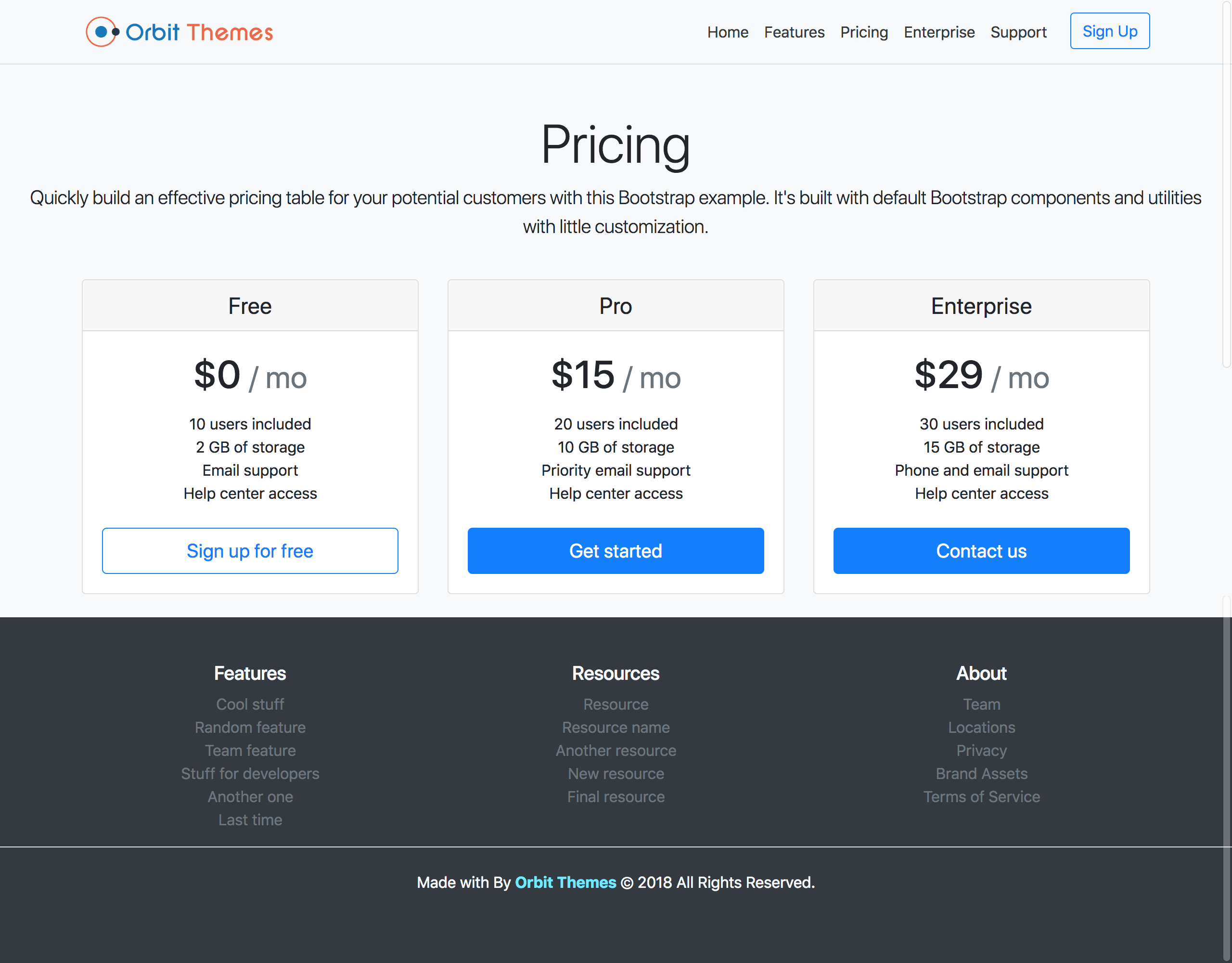 Pricing Page Template Preview