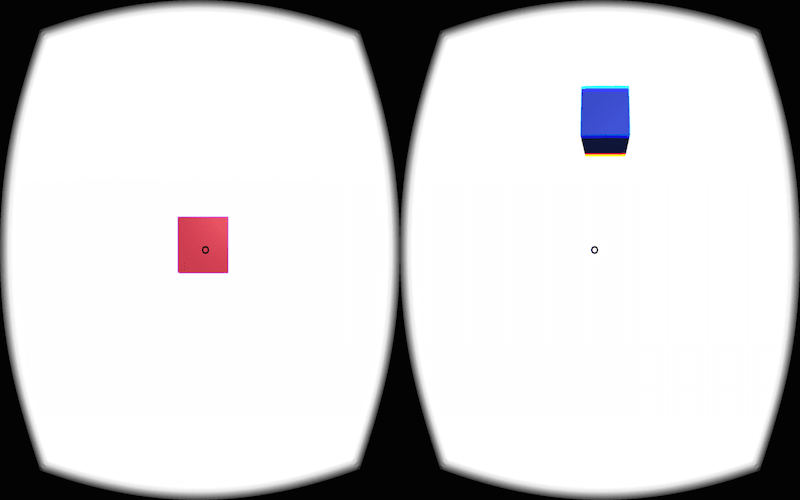 Two cubes in a scene, each one for each eye "Two cubes in a scene, each one for each eye"