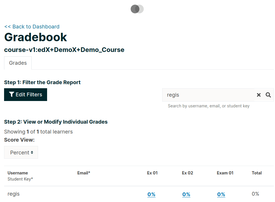 Gradebook MFE screenshot