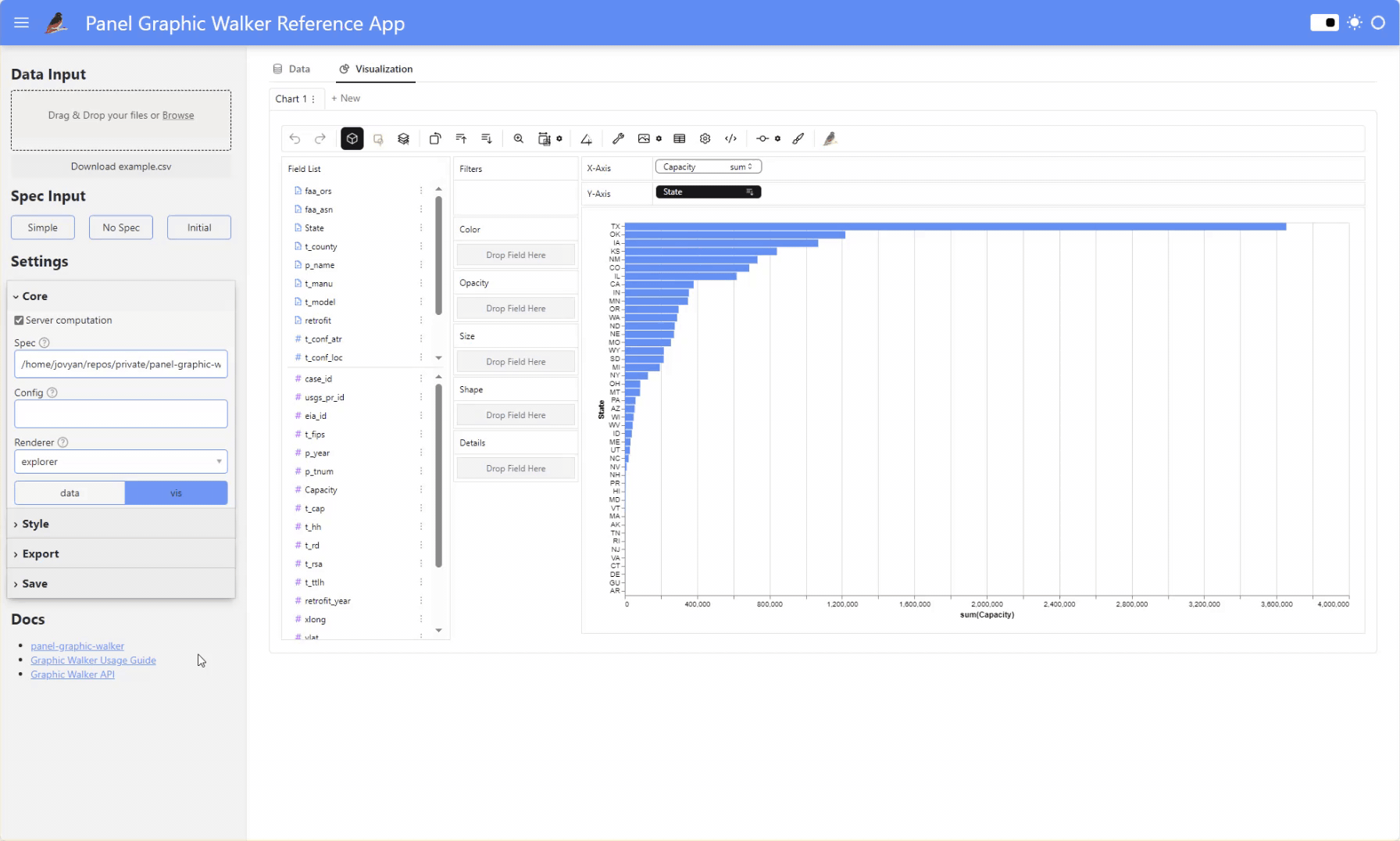 Panel Graphic Walker Reference App