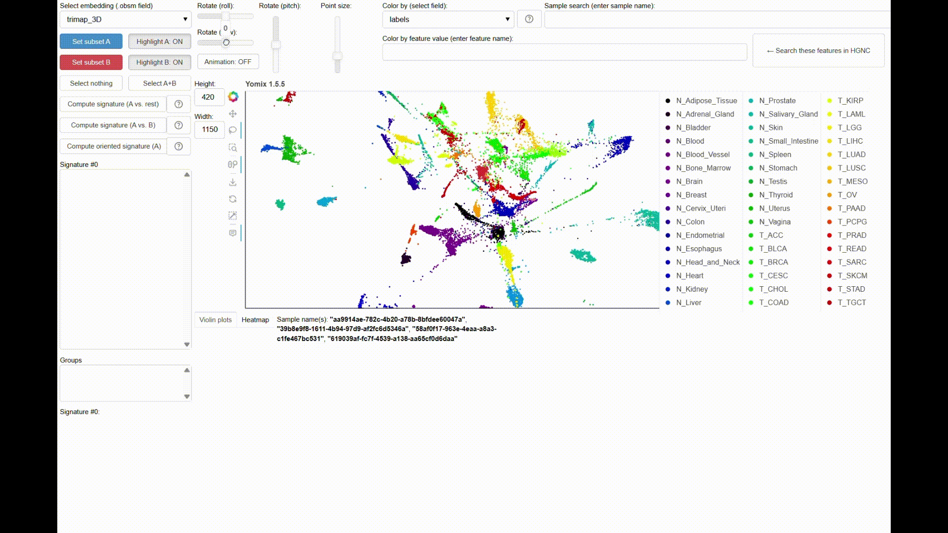 GIF demo of the Yomix tool interface alt text