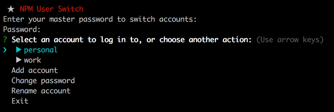 npm-user-switch menu