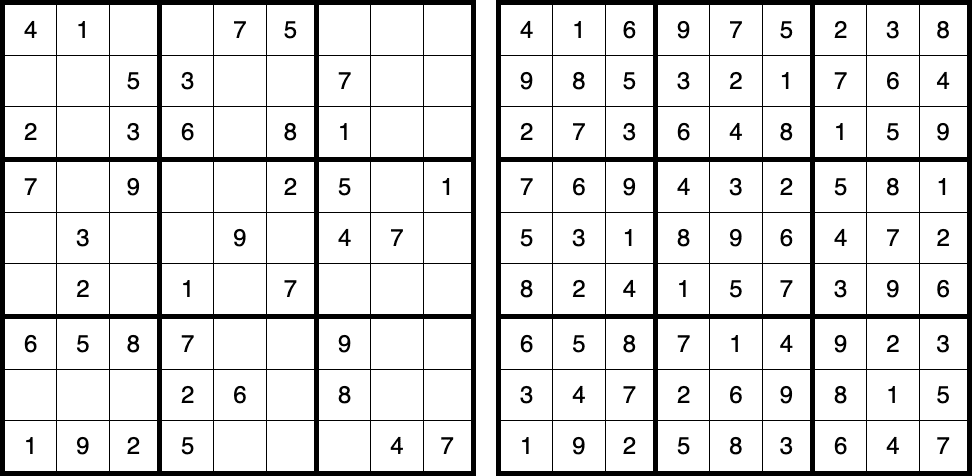 Example puzzle and solution