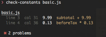 Basic output example of check-constants